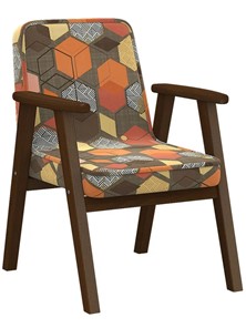 Кресло в гостиную Ретро ткань геометрия коричневый, каркас орех в Краснодаре