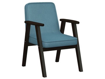 Мягкое кресло Ретро ткань голубой, каркас венге в Новороссийске