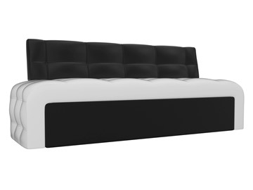 Прямой кухонный диван Люксор, Белый/Черный (экокожа) в Краснодаре