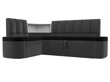 Раскладной кухонный диван Тефида, Черный\ Серый (Велюр) в Армавире