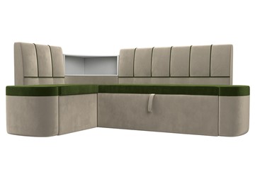 Раскладной кухонный диван Тефида, Зеленый\Бежевый (Микровельвет) в Армавире
