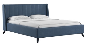 Кровать с механизмом 2-спальная Мелисса 160,арт. Тори 83 велюр (серо-синий) + кроватное дно в Новороссийске