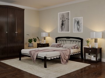 Спальная кровать Муза 4 Лайт, 1600, черный/шоколад в Новороссийске