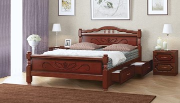 Кровать с выкатными ящиками Карина-5 (Орех) 140х200 в Армавире