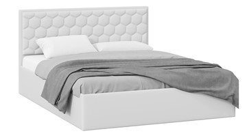 Спальная кровать с подъемным механизмом Порто (Экокожа белая Polo) без заглушины в Армавире