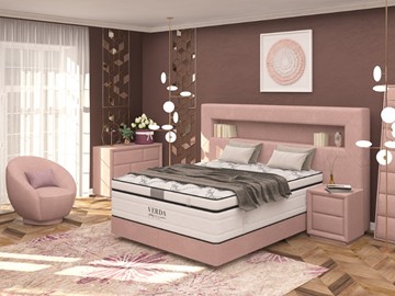 Кровать двуспальная Smart/Podium M 160х200, Флок (Велсофт Винтажный розовый) в Краснодаре