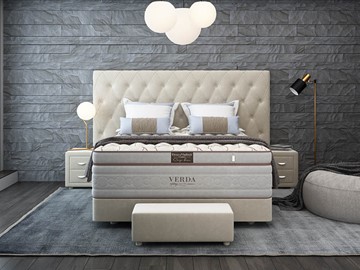 Кровать спальная Luxe/Podium M 160х200, Флок (Велсофт Бежевый) в Армавире