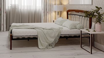 Полуторная кровать Муза 4 Лайт, 1400, черный/махагон в Сочи