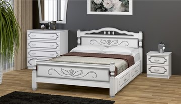 Кровать с выкатными ящиками Карина-5 (Белый Жемчуг) 160х200 в Новороссийске