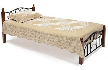 Спальная кровать AT-808 дерево гевея/металл, 90*200 см (Single bed), красный дуб/черный в Краснодаре