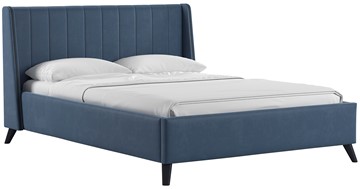 Спальная кровать Мелисса 140, арт. Тори 83 велюр (серо-синий) + кроватное дно в Новороссийске