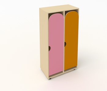 Двухдверный детский шкаф ШГ2 Беж+Оранжевый+Розовый в Краснодаре
