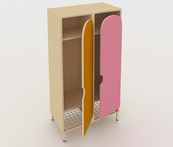 Двухдверный детский шкаф ШГС2 Беж + Розовый+Оражневый в Краснодаре