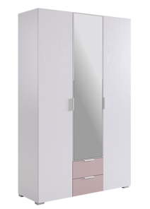 Шкаф трехдверный с ящиками Зефир 109.02 (белое дерево/пудра розовая (эмаль)) в Новороссийске