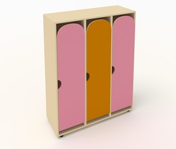 Распашной детский шкаф ШГ3 Беж+Розовый+Оранжевый в Армавире