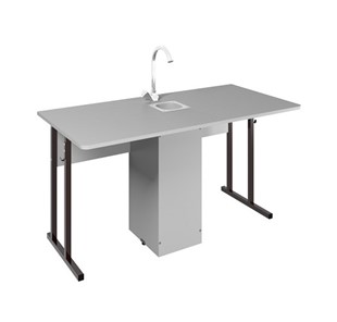 Детский стол 2-местный для кабинета химии Стандарт 5, Пластик Серый/Коричневый в Армавире
