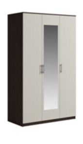 Шкаф 3 двери Светлана, с зеркалом, венге/дуб молочный в Сочи