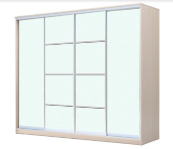 Шкаф 4-х дверный ХИТ 22-24/2-8888, с матовым стеклом, разделительные планки х2, Дуб млечный в Краснодаре