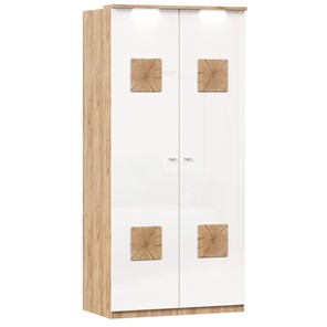 Шкаф двухстворчатый Фиджи с декоративными накладками 659.237, цвет белый в Краснодаре