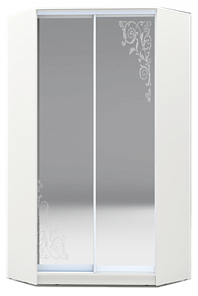 Шкаф 2200х1103, ХИТ У-22-4-66-09, Орнамент, 2 зеркала, белая шагрень в Новороссийске