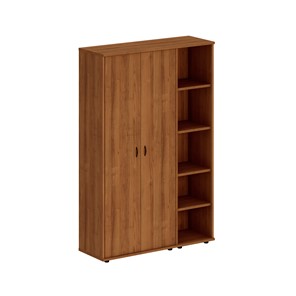 Шкаф комбинированный высокий Престиж, закрытый/стеллаж узкий, темный орех, 133x46x203, Исп.37 в Армавире