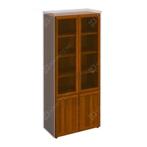 Шкаф для документов со стеклянными дверьми в рамке Мастер, темный орех (90х45х208) МТ 379 в Новороссийске