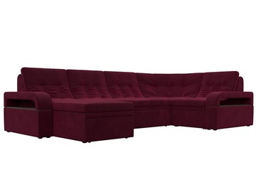 П-образный диван Лига-035, Бордовый (Микровельвет) в Сочи