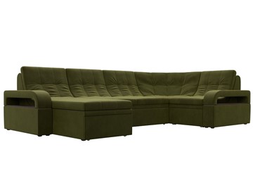 П-образный диван Лига-035, Зеленый (Микровельвет) в Сочи