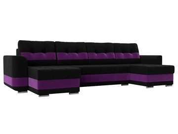 П-образный диван Честер, Черный/фиолетовый (вельвет) в Краснодаре