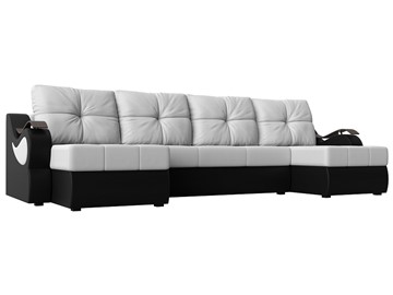 П-образный диван Меркурий П, Белый/черный (экокожа) в Краснодаре