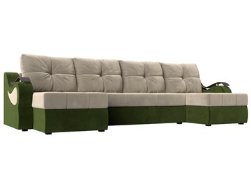 П-образный диван Меркурий П, Бежевый/зеленый (вельвет) в Краснодаре