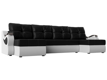 П-образный диван Меркурий П, Черный/белый (экокожа) в Сочи