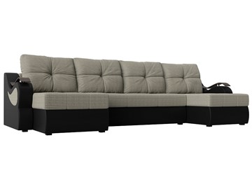 П-образный диван Меркурий П, Корфу 02 (рогожка)/черный (экокожа) в Краснодаре