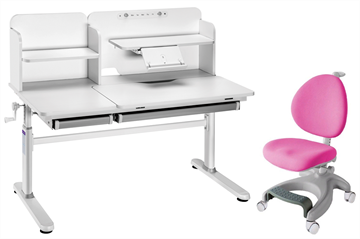 Комплект парта + кресло Iris II Grey + Cielo Pink + чехол для кресла в подарок в Краснодаре