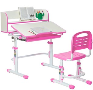 Детский стол-трансформер Rifforma SET HOLTO-26 с надстройкой (розовый) в Сочи