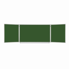 Доска  для мела 3-х элементная 100х150/300 см, 5 рабочих поверхностей, зеленая, BRAUBERG, 231707 в Новороссийске