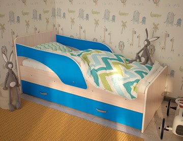 Детская кровать Максимка, корпус Млечный дуб, фасад Синий в Новороссийске - предосмотр