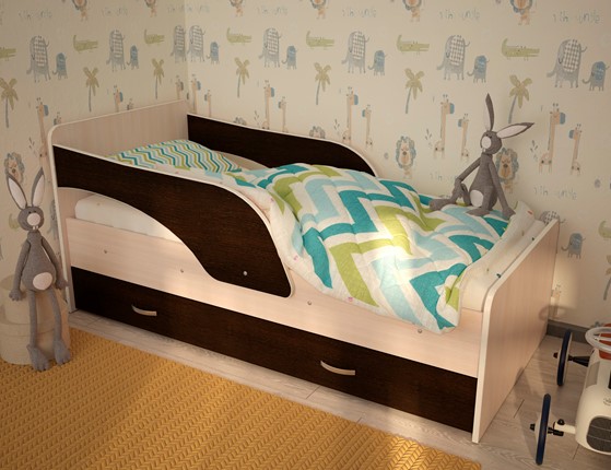 Детская кровать Максимка, корпус Млечный дуб, фасад Венге в Сочи - изображение