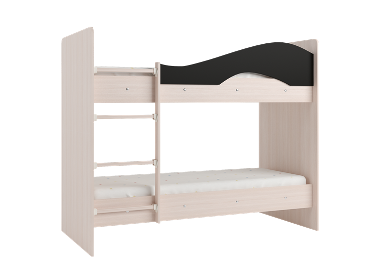 Детская  двухъярусная кровать Мая с 2 ящиками на щитах, корпус Млечный дуб, фасад Венге в Сочи - изображение 3