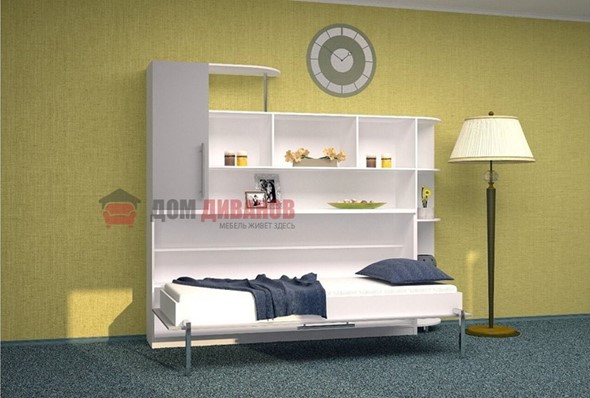 Детская кровать-шкаф Горизонтальная в серых тонах, Белый шагрень/Алюминий (900х2000) в Краснодаре - изображение