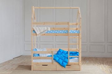 Детская двухэтажная кровать Домик с ящиками, без покраски в Сочи - предосмотр