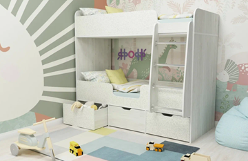 Двухъярусная детская кровать Малыш двойняшка 70х160, корпус Винтерберг, фасад Фейритейл в Краснодаре