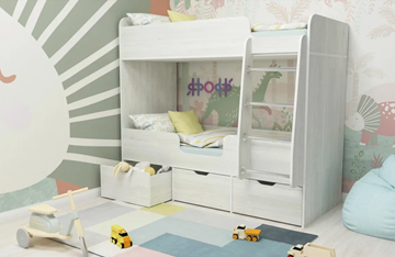 Детская 2-этажная кровать Малыш двойняшка 70х160, корпус Винтерберг, фасад Винтерберг в Новороссийске
