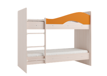 Детская двухъярусная кровать Мая с 2 ящиками на щитах, корпус Млечный дуб, фасад Оранжевый в Новороссийске - предосмотр 2