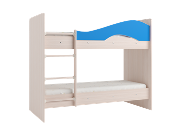 Двухэтажная детская кровать Мая с 2 ящиками на щитах, корпус Млечный дуб, фасад Синий в Армавире - предосмотр 2