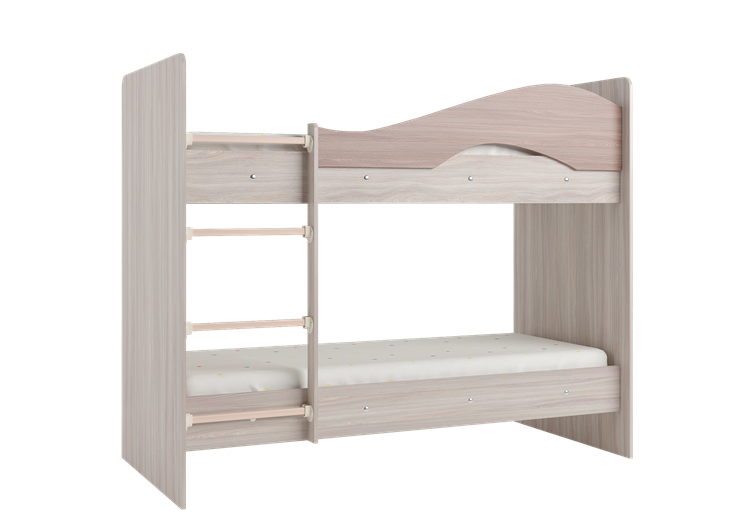 Двухэтажная кровать Мая с 2 ящиками на щитах, корпус Шимо светлый, фасад Шимо темный в Сочи - изображение 2