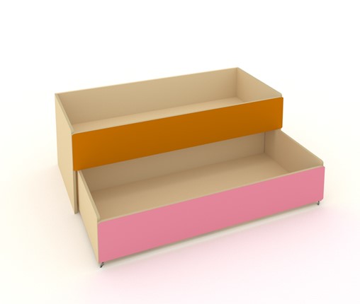 Кровать для детей 2-х уровневая КД-2, Беж + Оранжевый + Розовый в Краснодаре - изображение