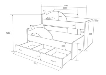 Двухъярусная кровать Радуга 1.6 с ящиком, корпус Млечный дуб, фасад Оранжевый в Сочи - предосмотр 1