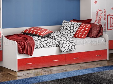 Кровать в детскую Алфавит (Красный) с ящиками в Новороссийске