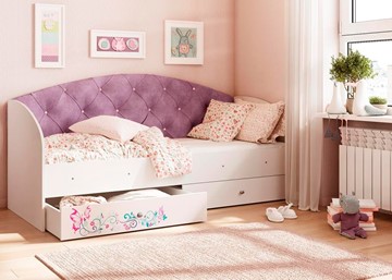 Кровать с ящиками Эльза без бортика, Фиолетовый (латы) в Сочи